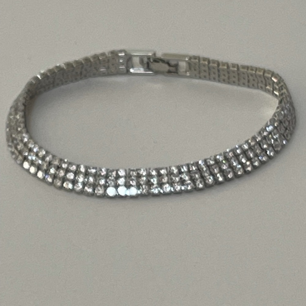 Luxury 925 Sterling Silver Tennis Women’s Bracelet Bangle - Picture 2 of 4